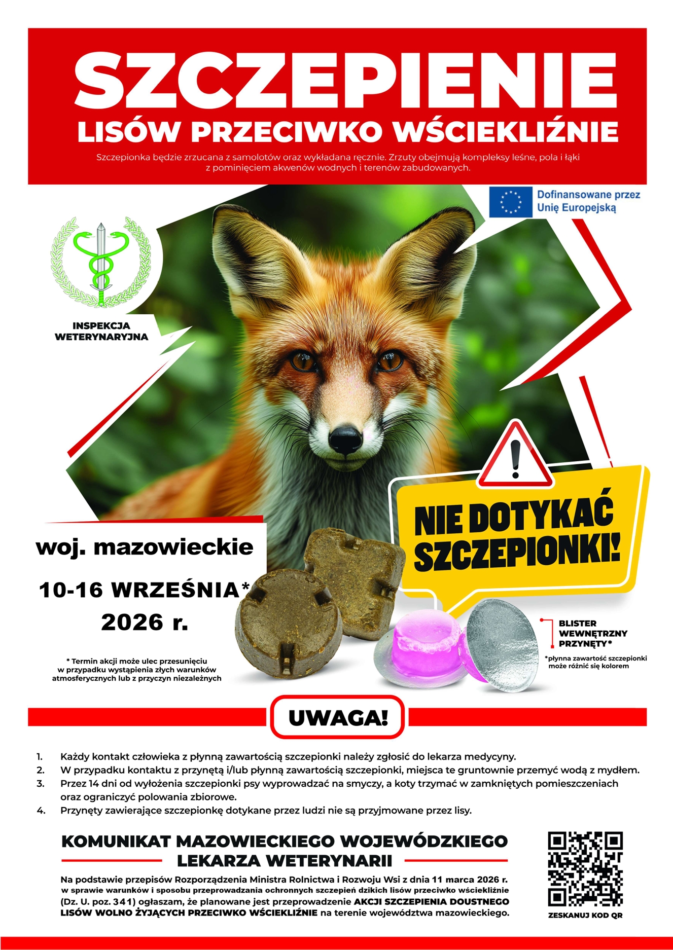 Szczepienia lisów mazowieckie 2026